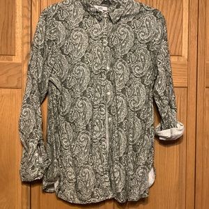Button down Collared Blouse Paisley Print